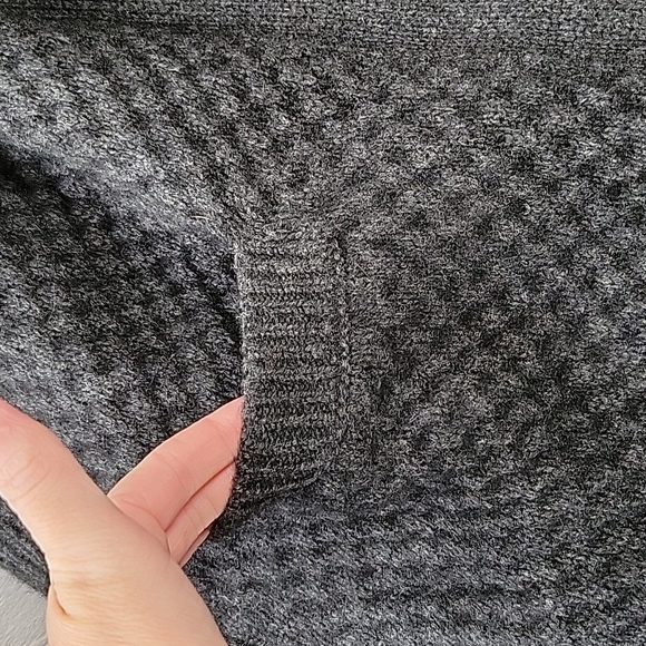 Vince. Charcoal Gray Honeycomb Yak Wool Blend Long Open Front Cardigan Sweater M - Picture 2 of 16